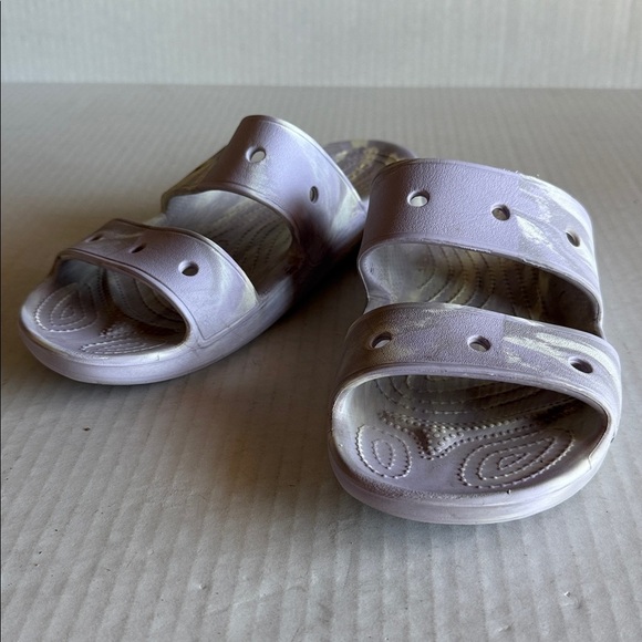 Crocs Lavender Marble 2 Strap Slide Sandals - Picture 2 of 10